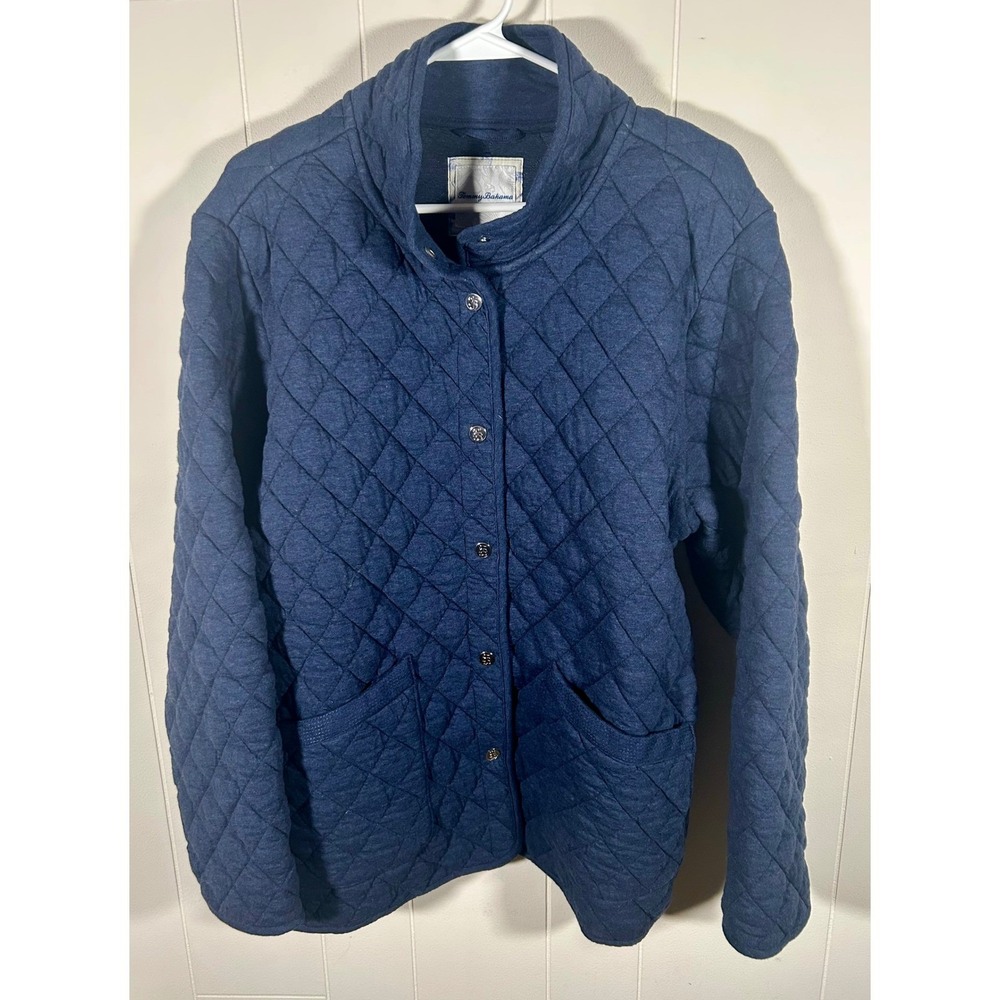 Tommy Bahama Mens Blue Quilted Snap Front Jacket SW520838 Size Large